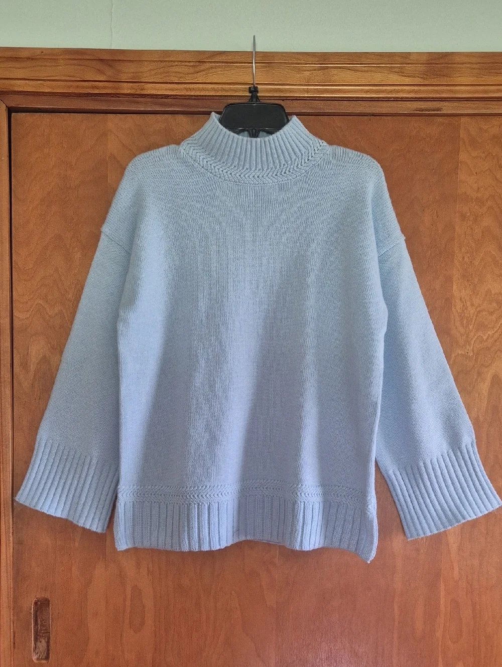 Tahari Light Blue Mock Neck Knit Sweater, size S - Picture 3 of 11
